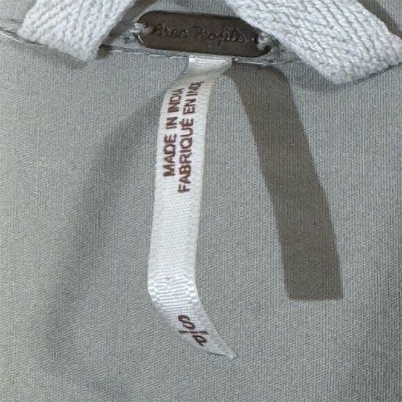 Free People Khaki Oversized Shirt Dress TieBack 100% Cotton Tunic Mini Lagenlook - Picture 3 of 8